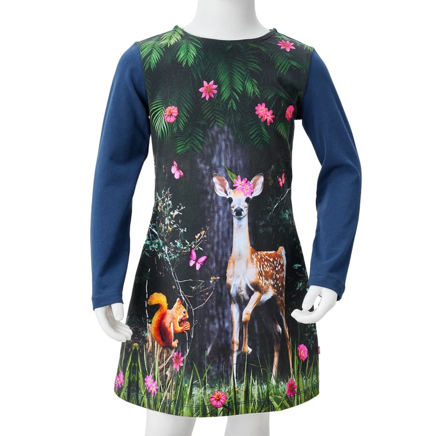 Kinderjurk met lange mouwen 116 marineblauw 116