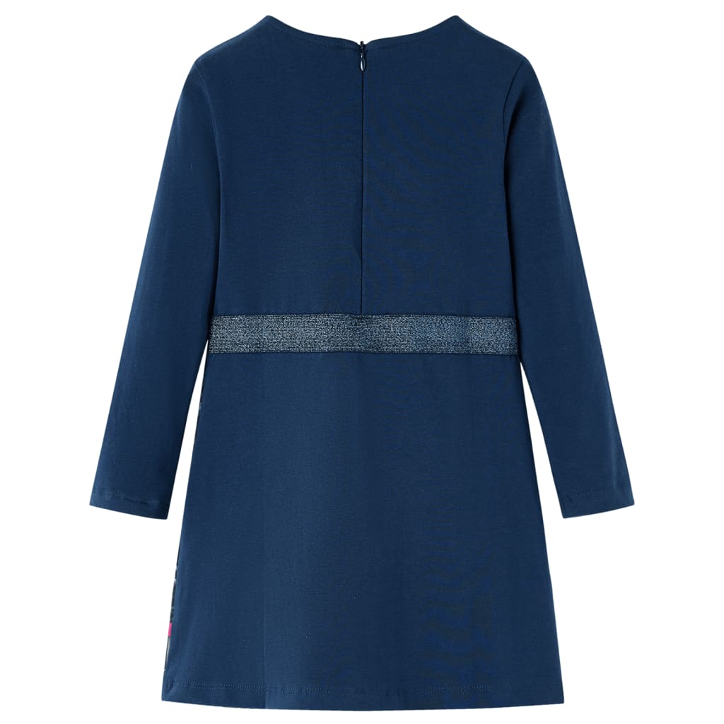 Kinderjurk met lange mouwen 128 marineblauw 128
