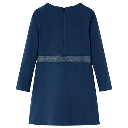 Kinderjurk met lange mouwen 128 marineblauw 128