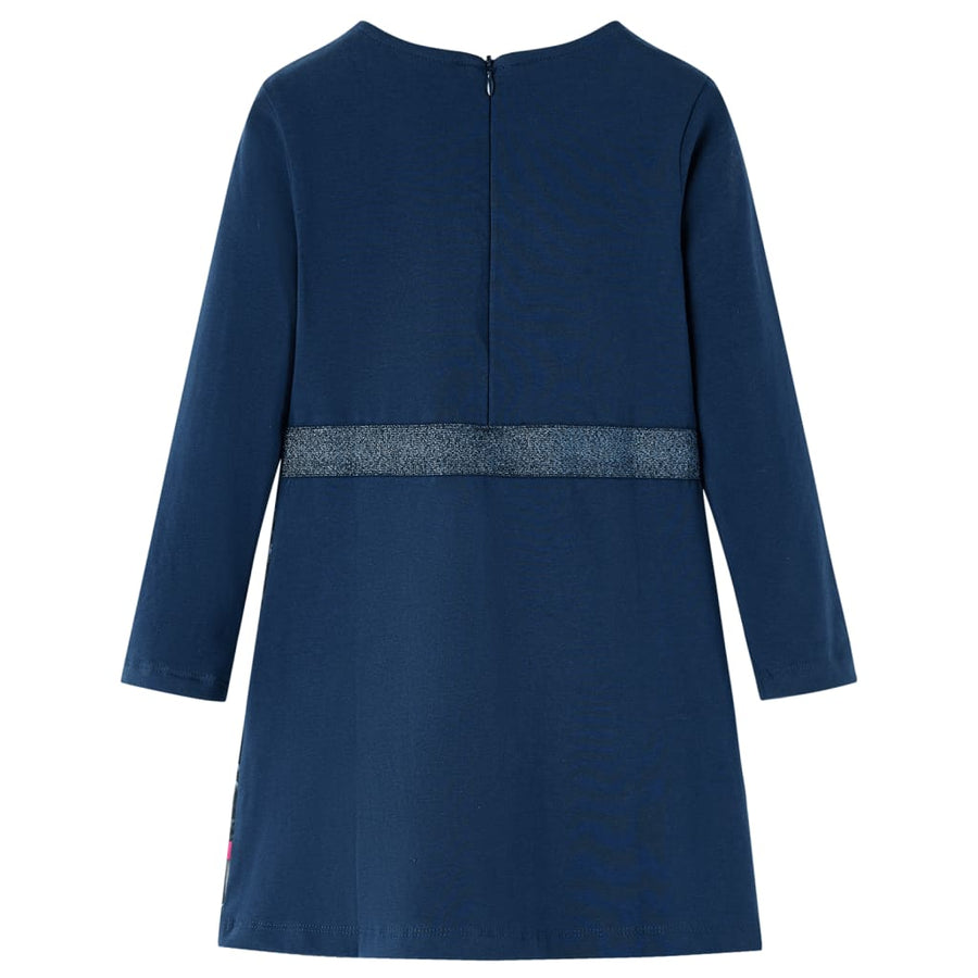 Kinderjurk met lange mouwen 128 marineblauw 128