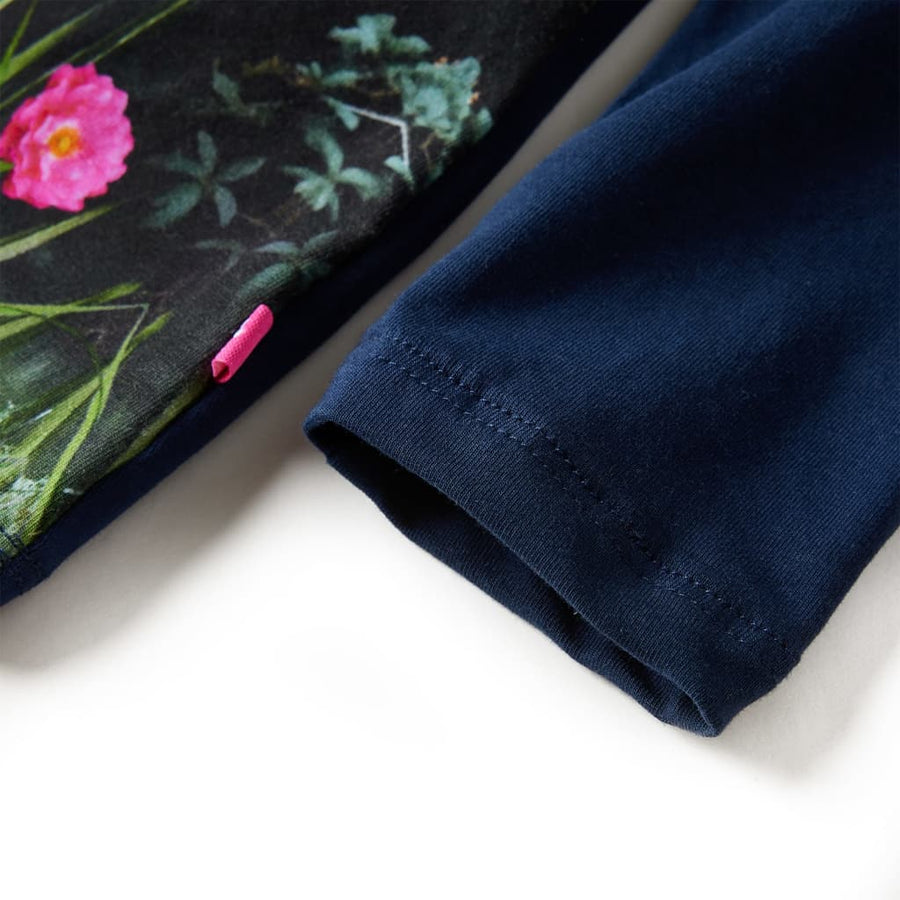 Kinderjurk met lange mouwen 128 marineblauw 128