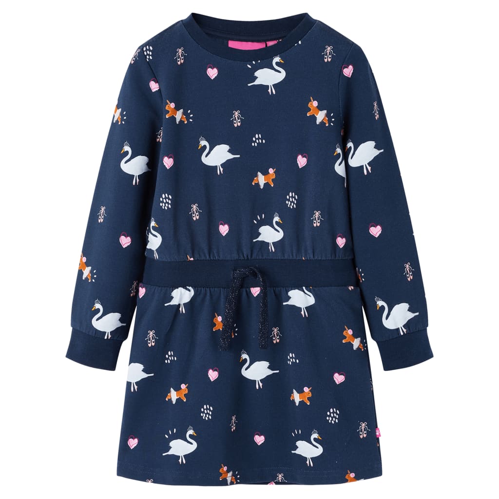 Kinderjurk met lange mouwen 104 marineblauw 104