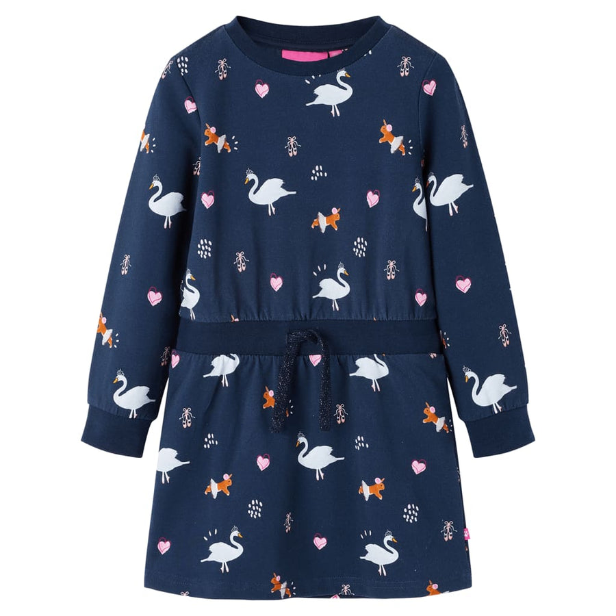 Kinderjurk met lange mouwen 104 marineblauw 104