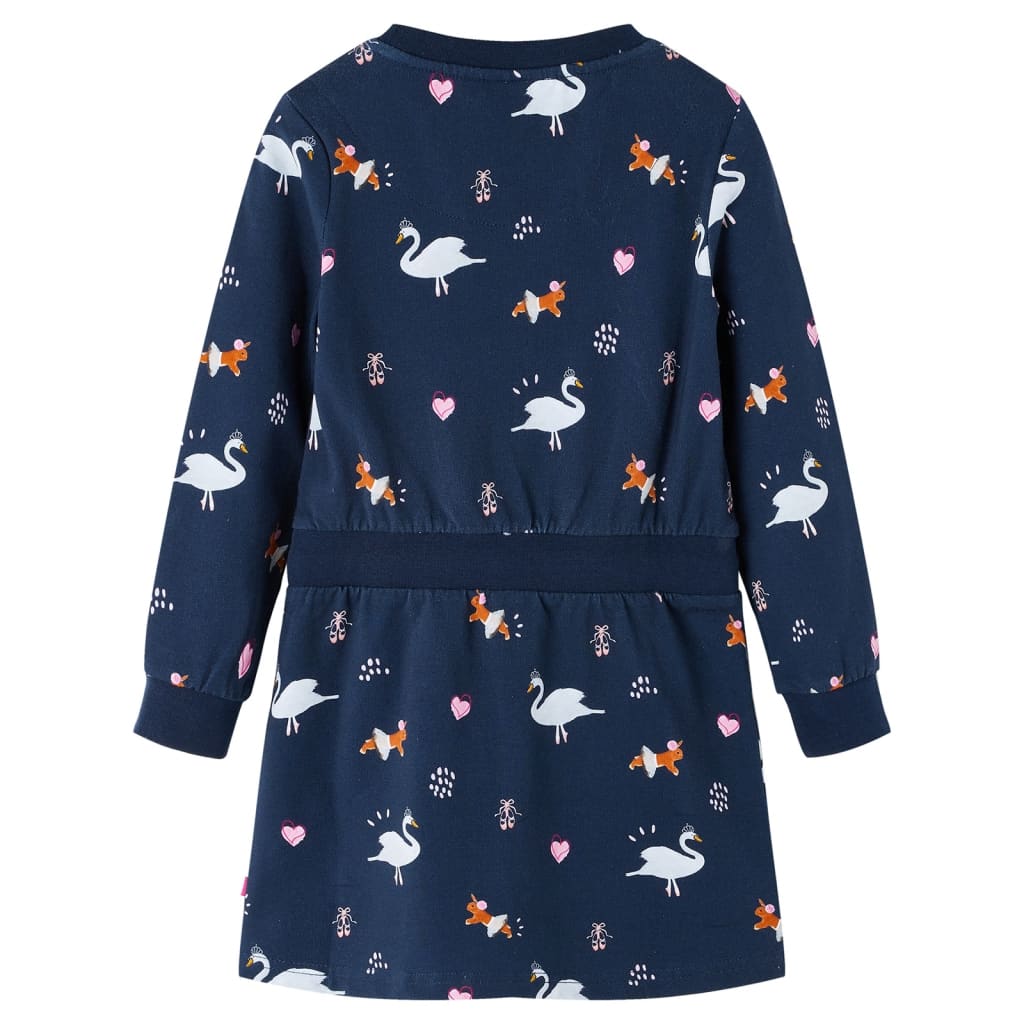 Kinderjurk met lange mouwen 104 marineblauw 104