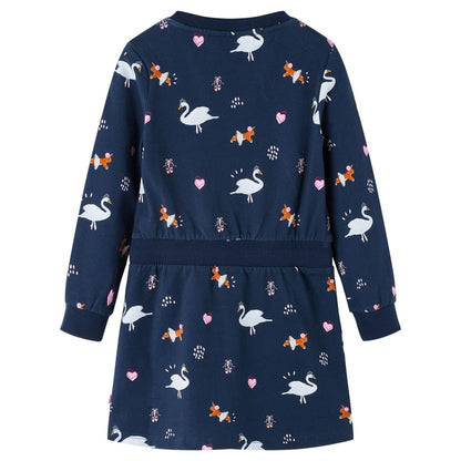 Kinderjurk met lange mouwen 104 marineblauw 104