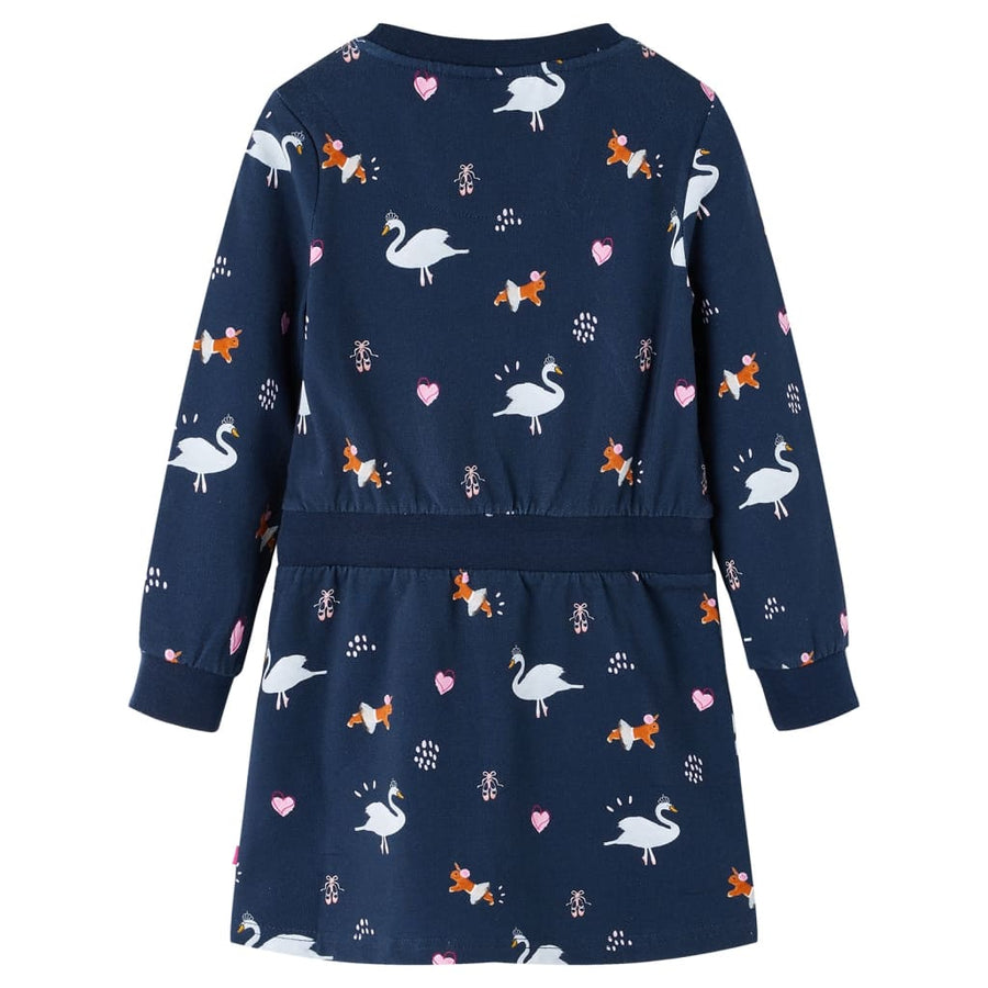 Kinderjurk met lange mouwen 104 marineblauw 104