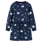Girls' long-sleeved dress 140 navy blue
