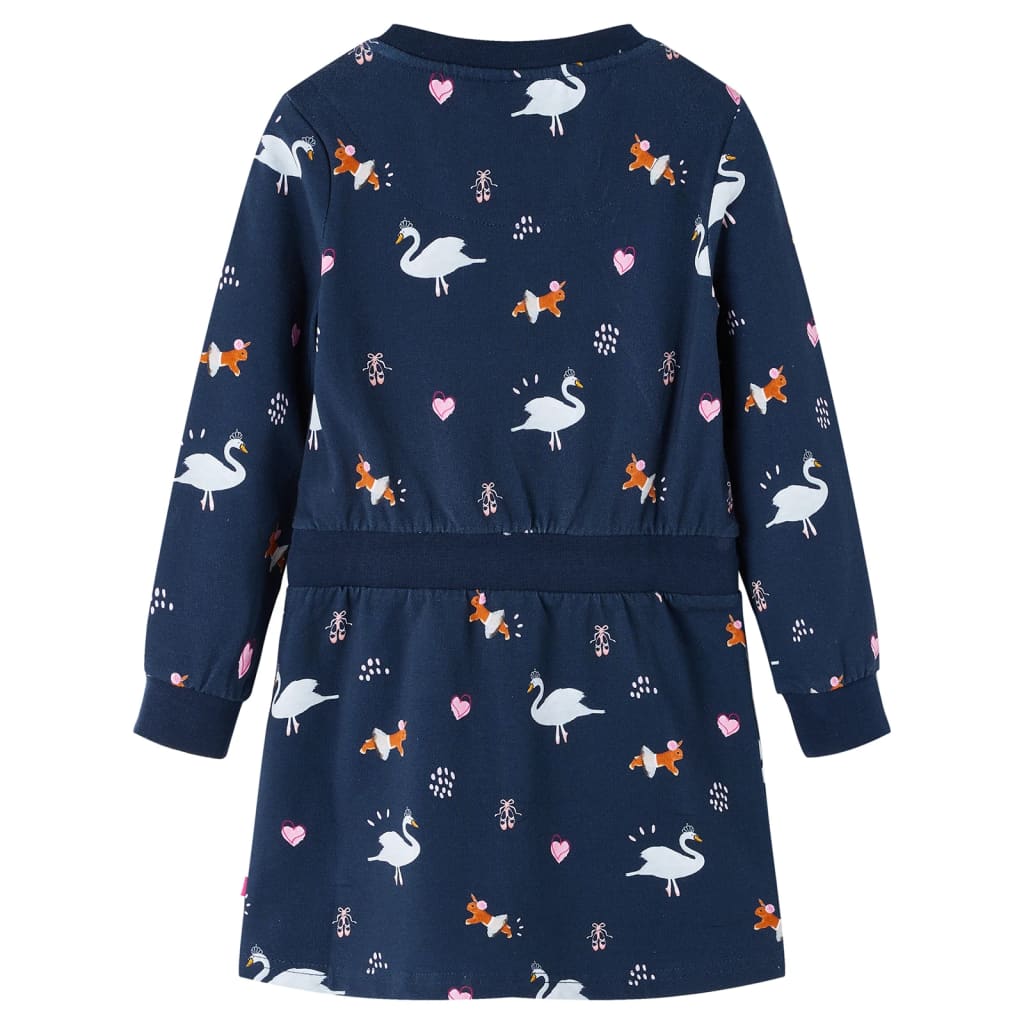 Kinderjurk met lange mouwen 140 marineblauw