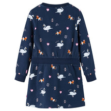 Kinderjurk met lange mouwen 140 marineblauw