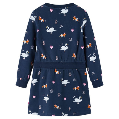 Kinderjurk met lange mouwen 140 marineblauw