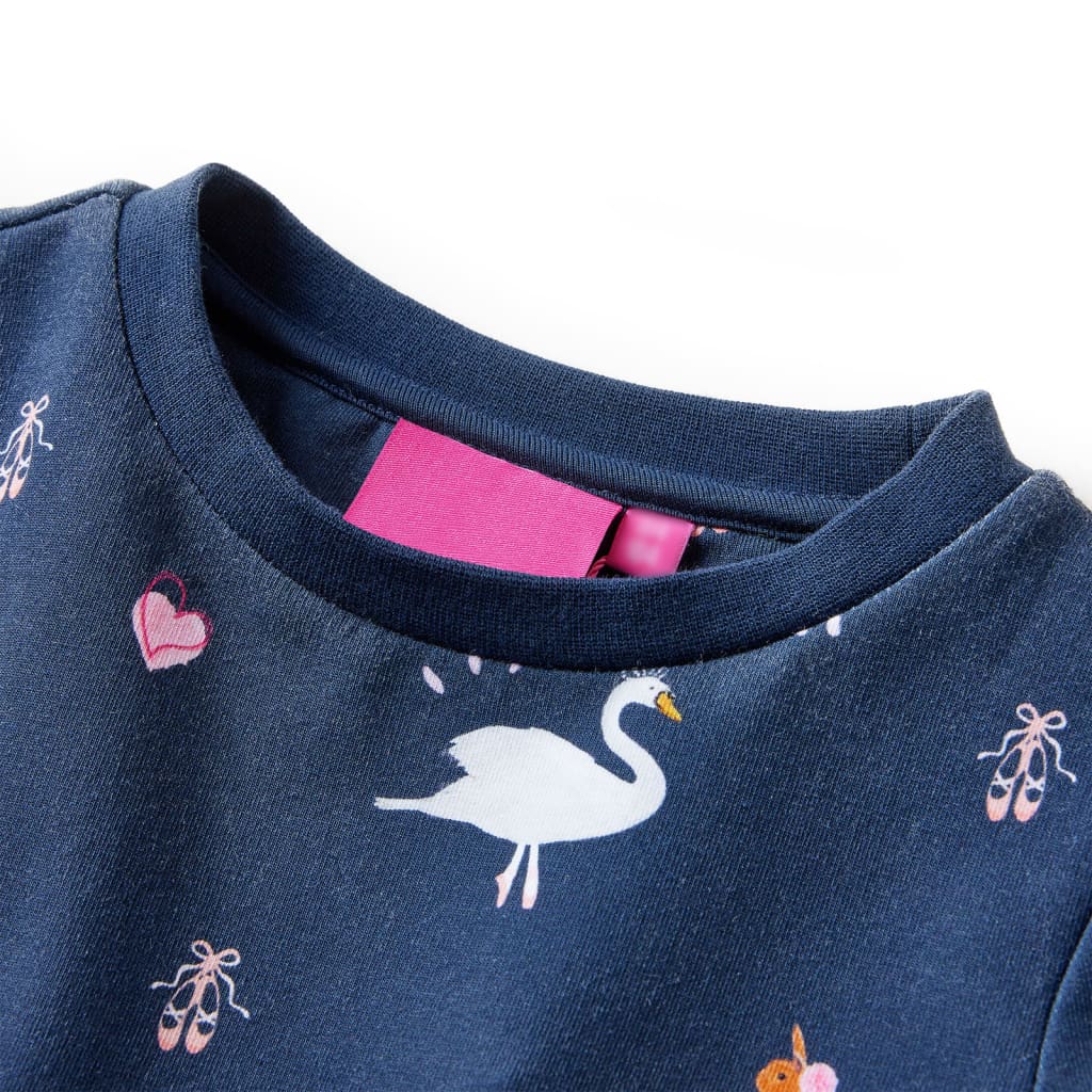 Kinderjurk met lange mouwen 140 marineblauw