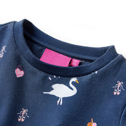 Kinderjurk met lange mouwen 140 marineblauw