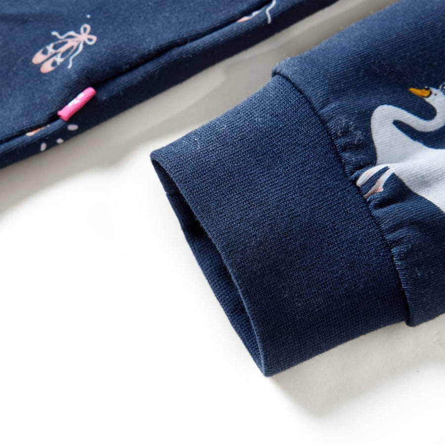 Kinderjurk met lange mouwen 140 marineblauw