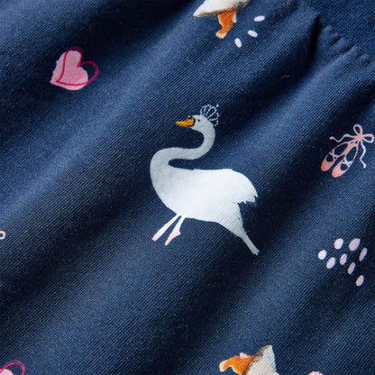 Kinderjurk met lange mouwen 140 marineblauw