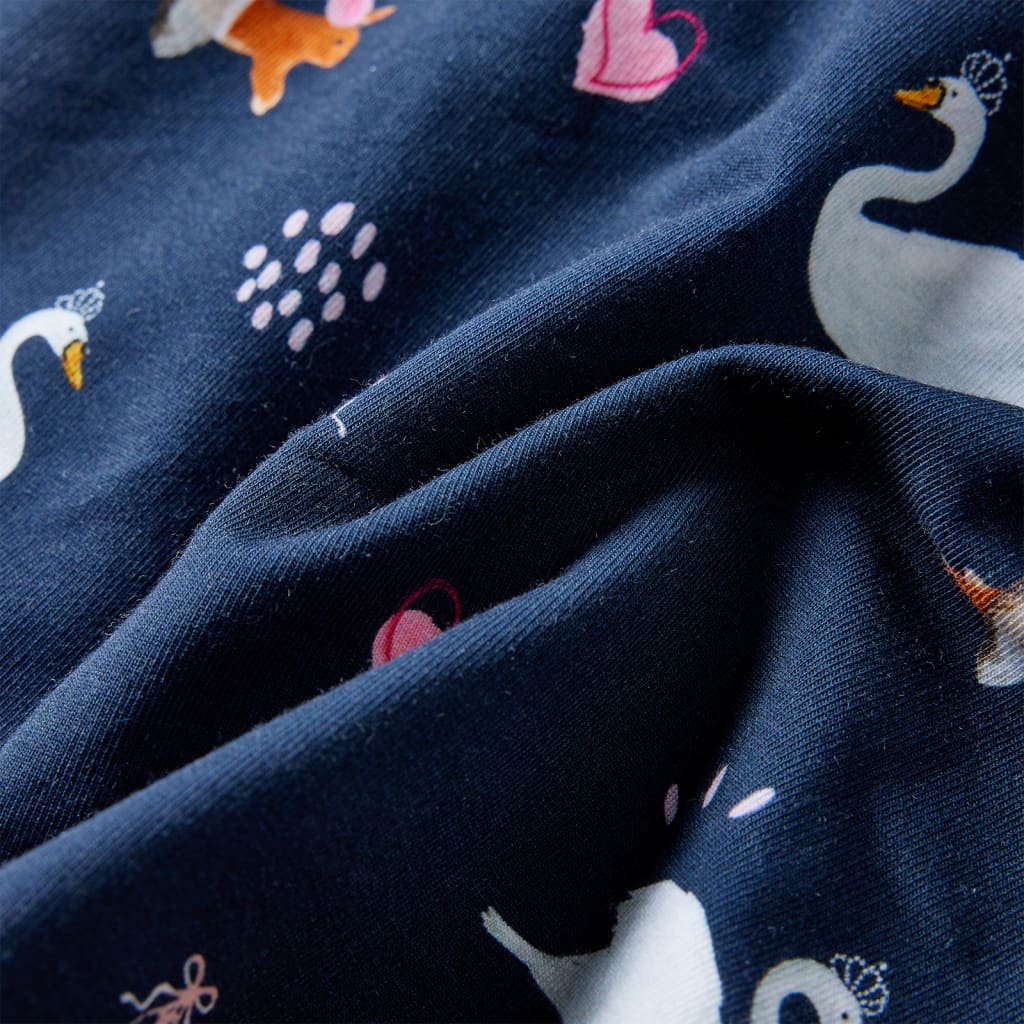 Kinderjurk met lange mouwen 140 marineblauw