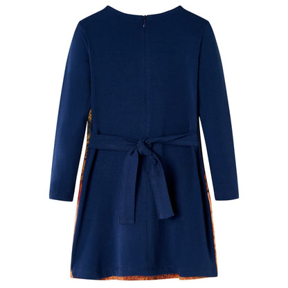 Kinderjurk met lange mouwen 104 marineblauw Marineblauw