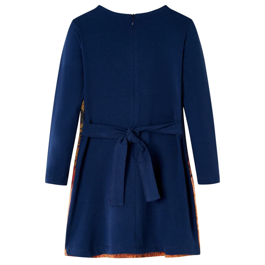 Kinderjurk met lange mouwen 104 marineblauw Marineblauw