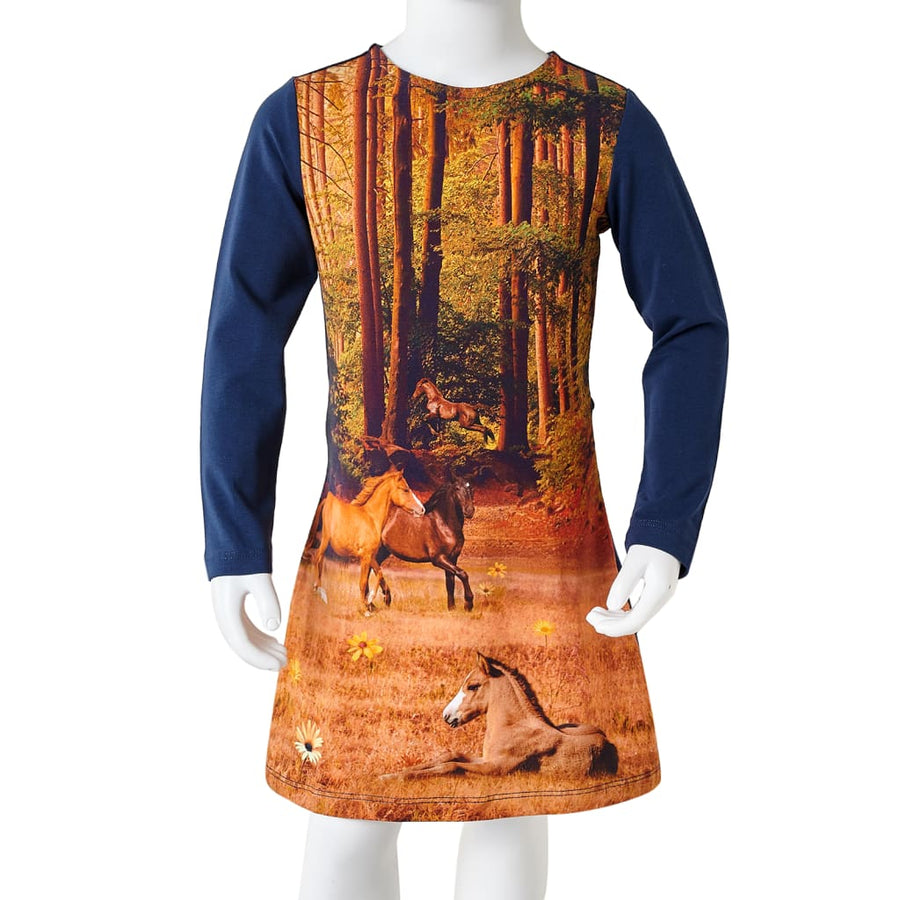 Kinderjurk met lange mouwen 104 marineblauw Marineblauw