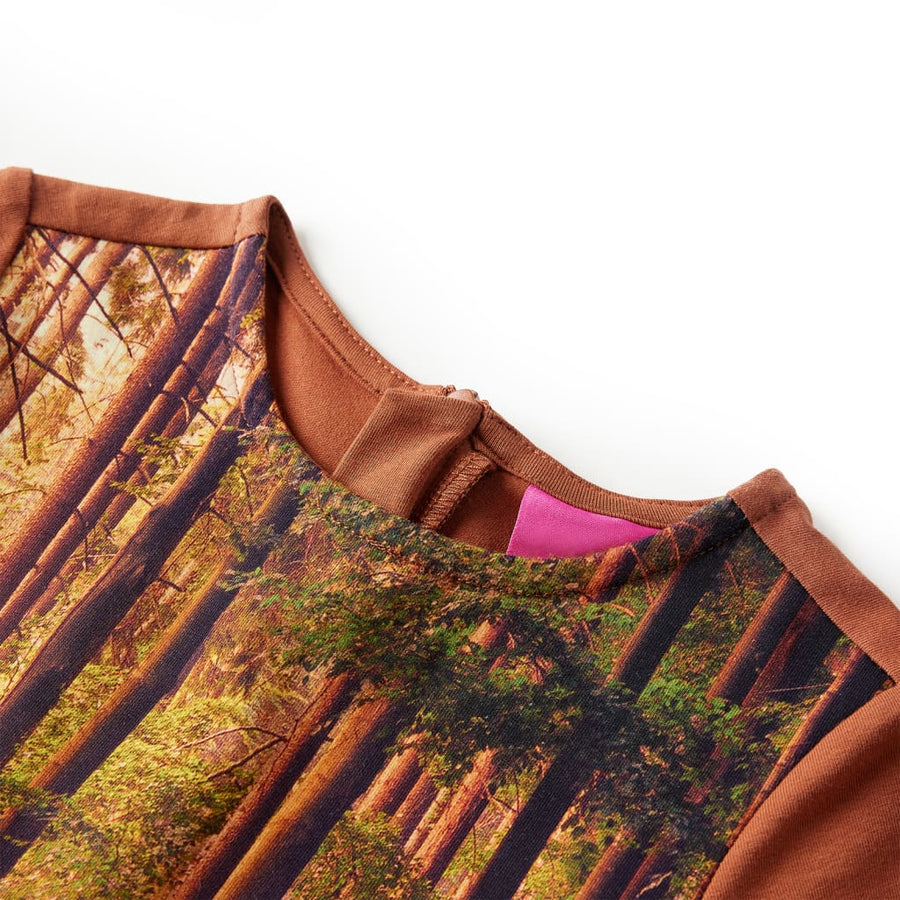 Kinderjurk met lange mouwen 116 cognackleurig Cognac
