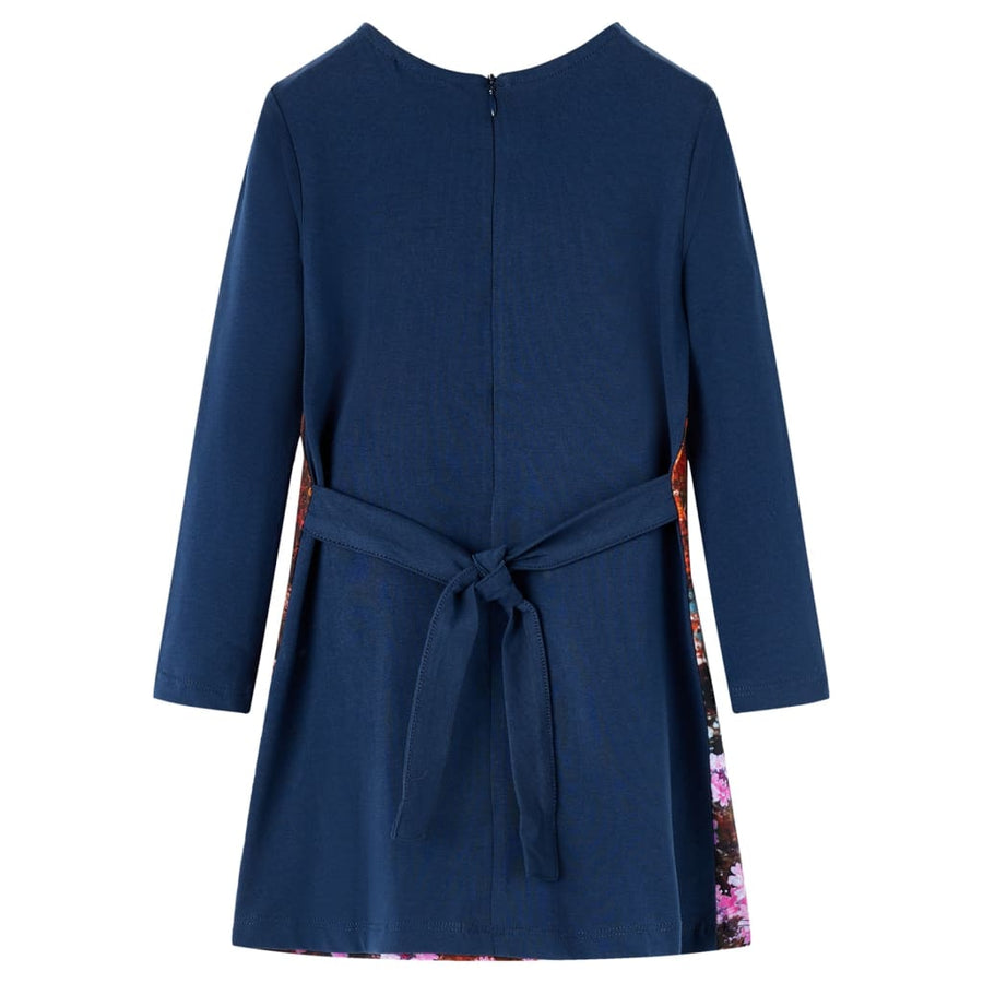 Kinderjurk met lange mouwen 128 marineblauw Marineblauw