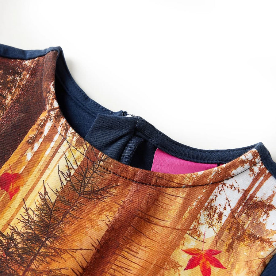 Kinderjurk met lange mouwen 128 marineblauw Marineblauw