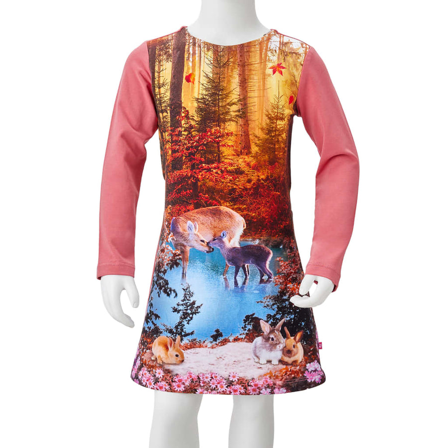Kinderjurk met lange mouwen 116 oudroze Roze 116