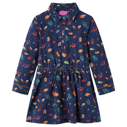 Kinderjurk met lange mouwen 104 marineblauw 104