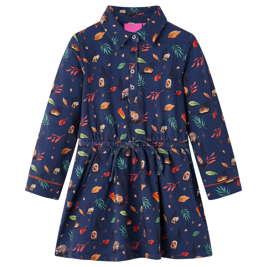 Kinderjurk met lange mouwen 104 marineblauw 104