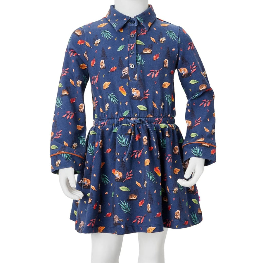 Kinderjurk met lange mouwen 116 marineblauw
