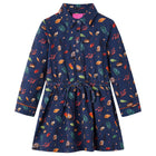 Girl's long-sleeved dress 128 navy blue