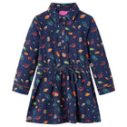 Girls' long-sleeved dress 140 navy blue
