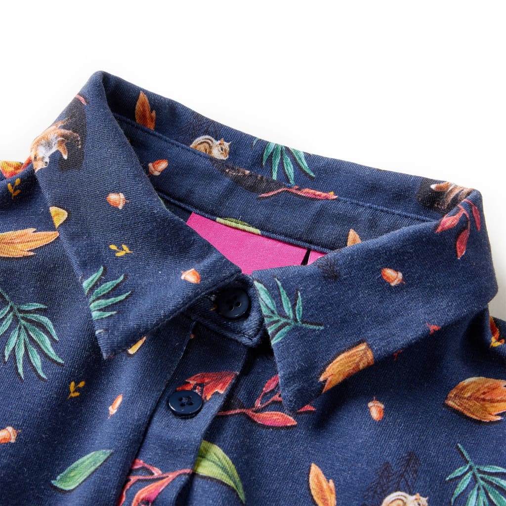 Kinderjurk met lange mouwen 140 marineblauw