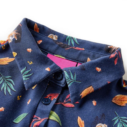 Kinderjurk met lange mouwen 140 marineblauw