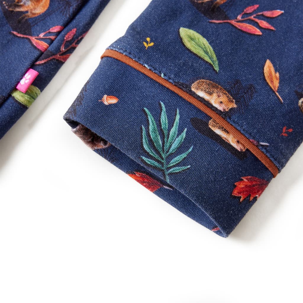 Kinderjurk met lange mouwen 140 marineblauw