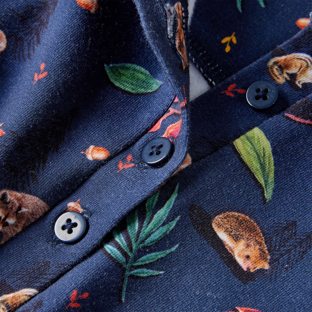 Kinderjurk met lange mouwen 140 marineblauw