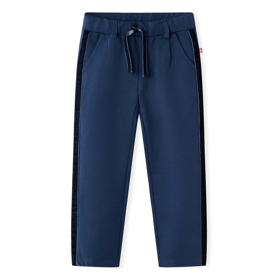 Kinderbroek met zwarte bies 104 marineblauw