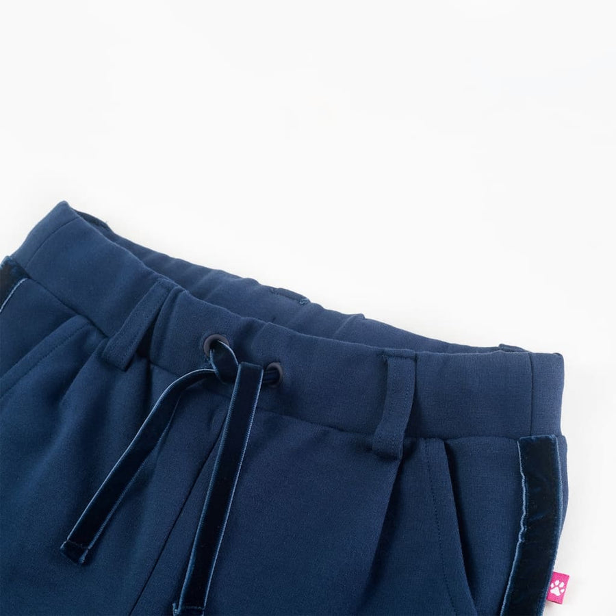Kinderbroek met zwarte bies 104 marineblauw