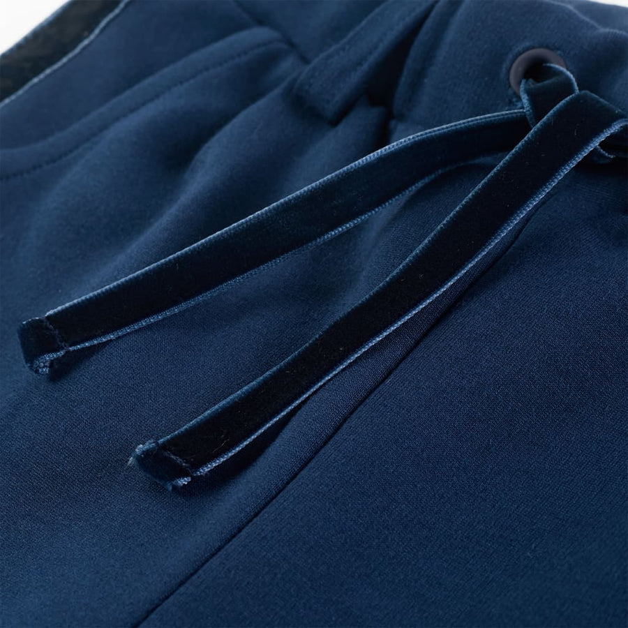 Kinderbroek met zwarte bies 104 marineblauw