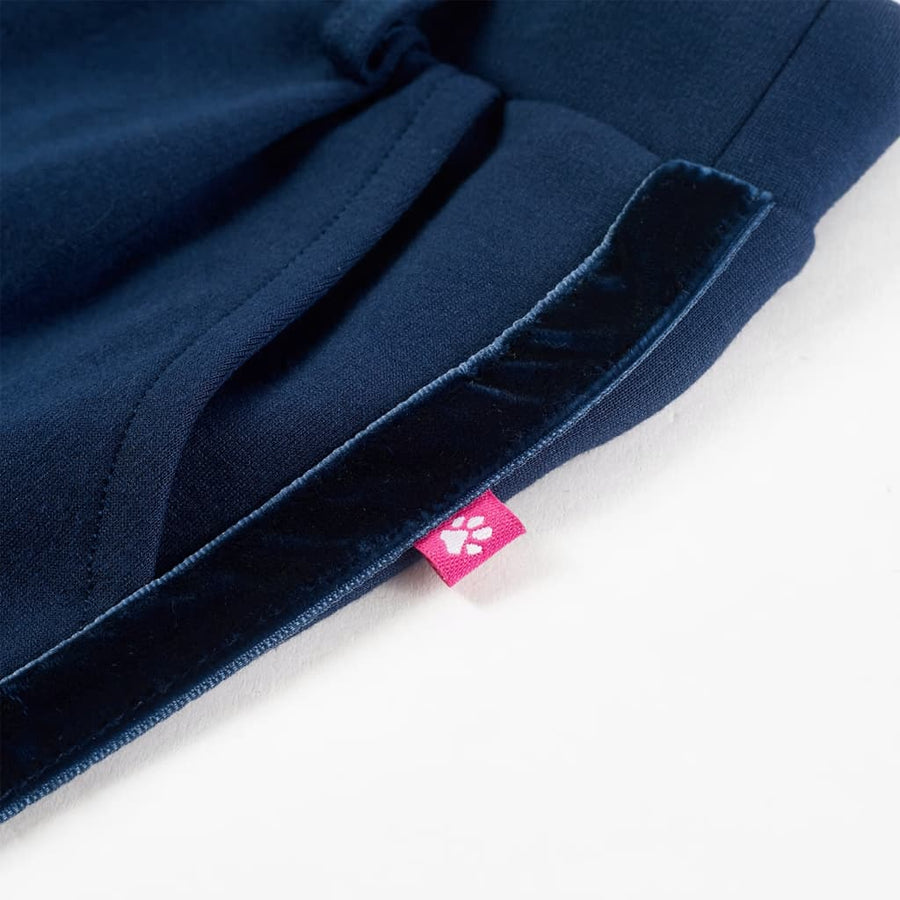 Kinderbroek met zwarte bies 104 marineblauw