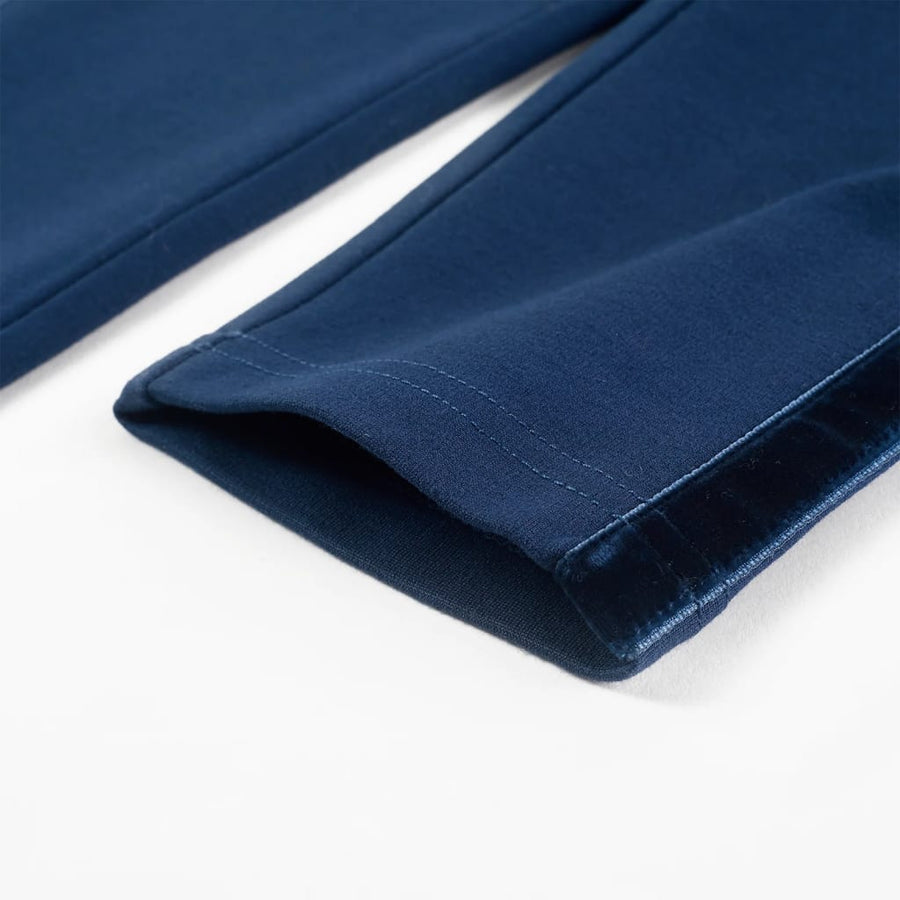 Kinderbroek met zwarte bies 104 marineblauw