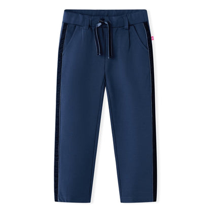 Kinderbroek met zwarte bies 116 marineblauw 116