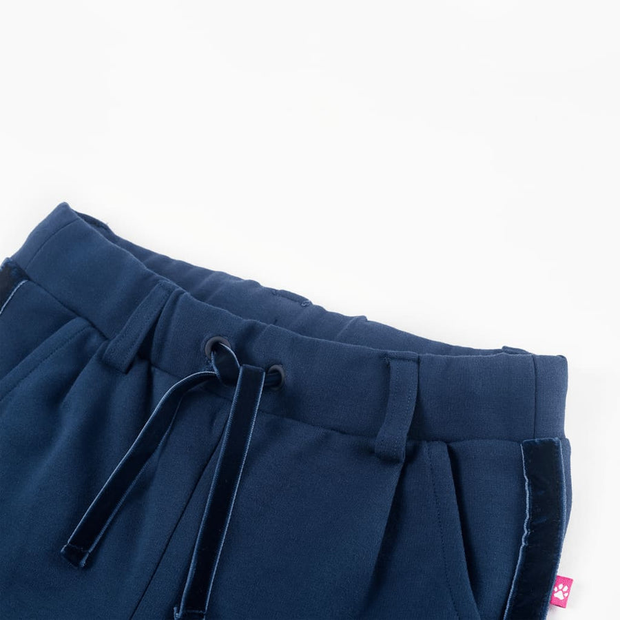 Kinderbroek met zwarte bies 128 marineblauw 128