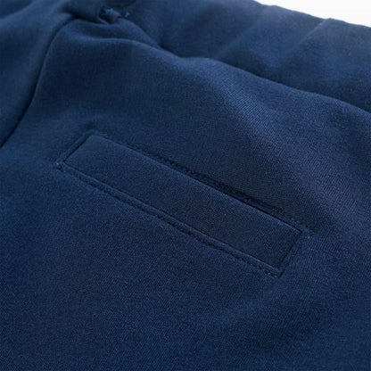 Kinderbroek met zwarte bies 128 marineblauw 128