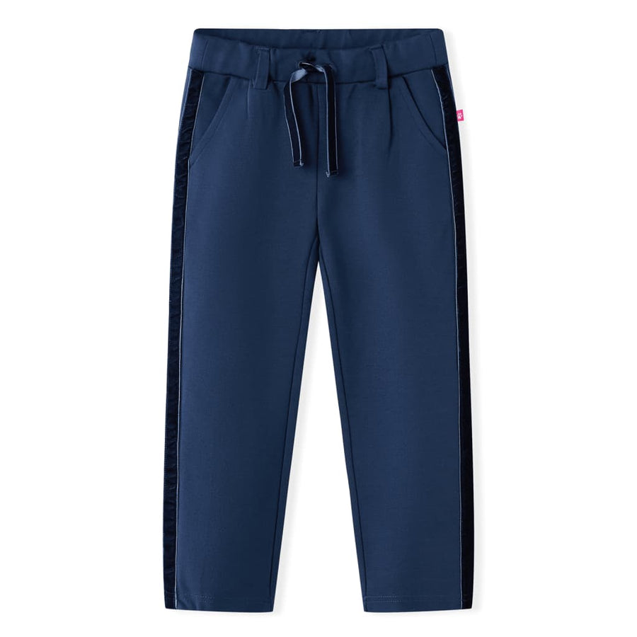 Kinderbroek met zwarte bies 140 marineblauw 140