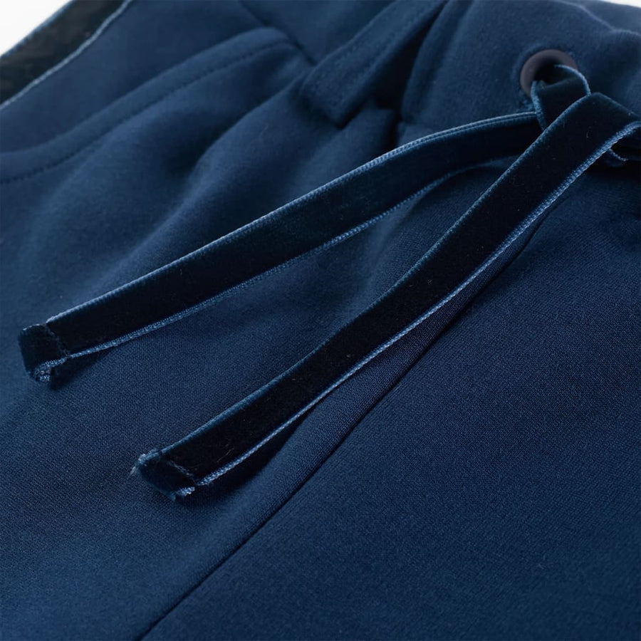 Kinderbroek met zwarte bies 140 marineblauw 140