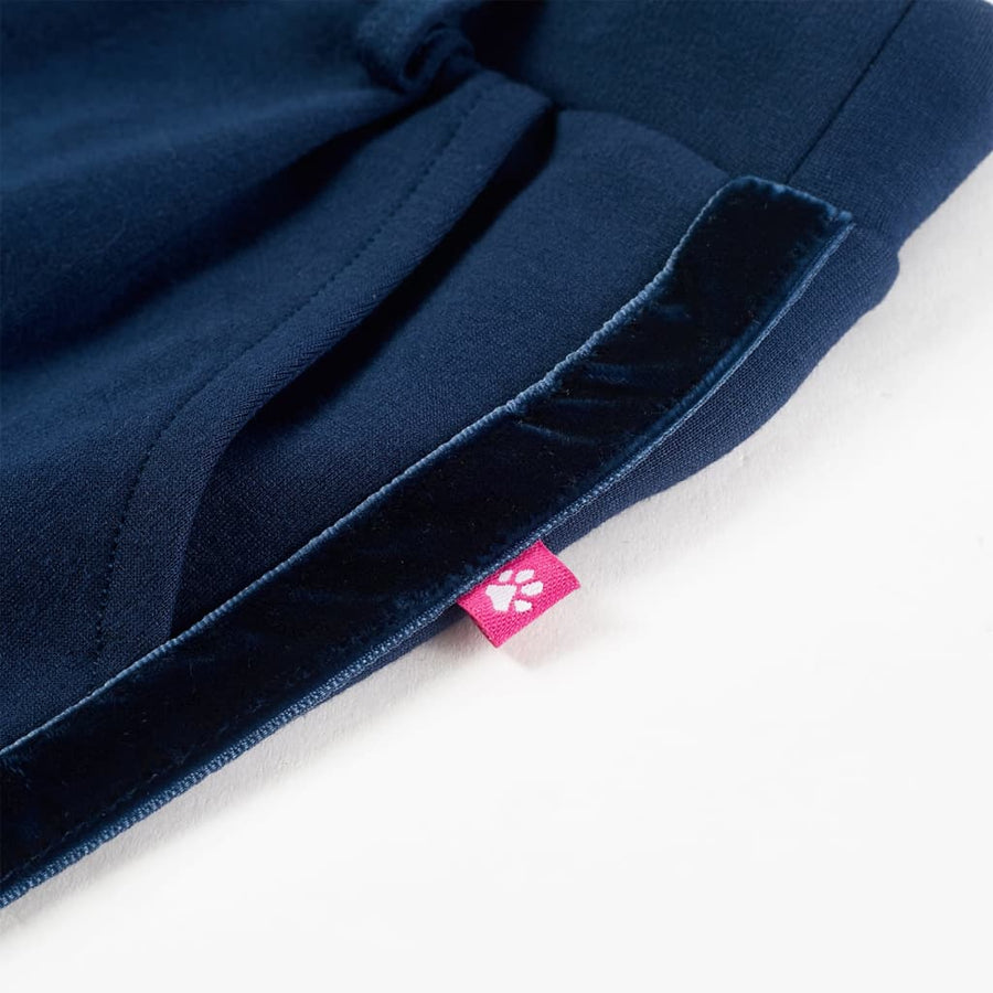 Kinderbroek met zwarte bies 140 marineblauw 140
