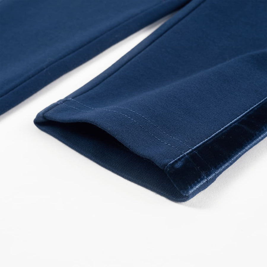 Kinderbroek met zwarte bies 140 marineblauw 140