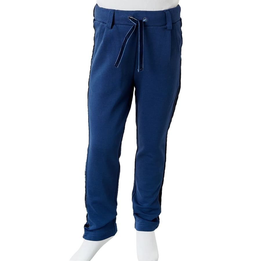 Kinderbroek met zwarte bies 140 marineblauw 140