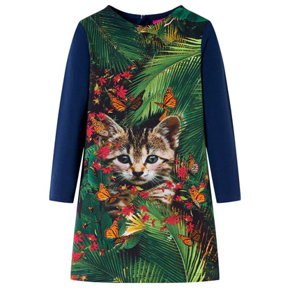 Kinderjurk met lange mouwen 104 marineblauw Marineblauw