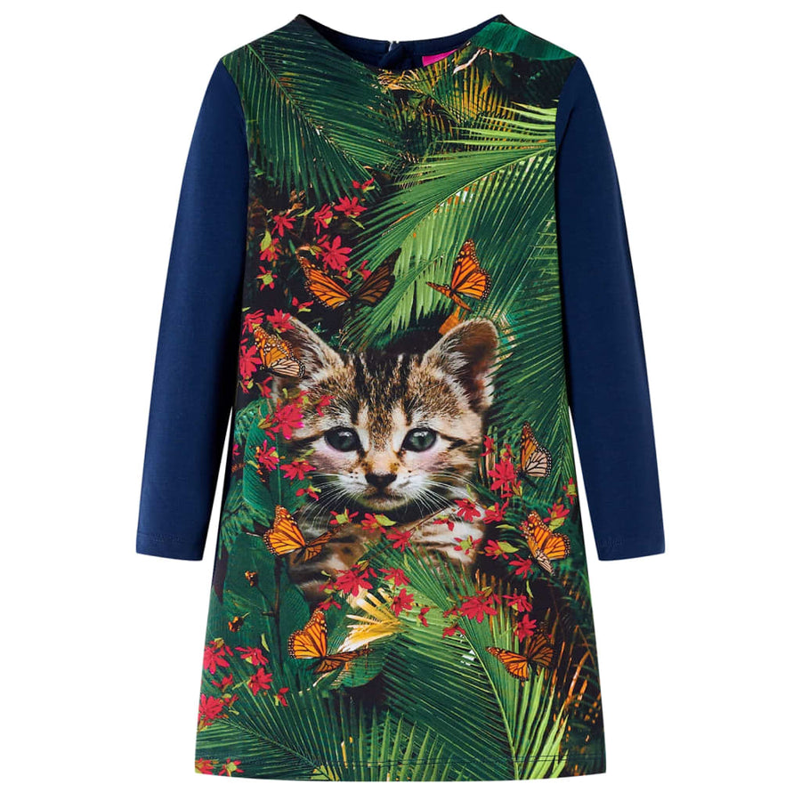 Kinderjurk met lange mouwen 104 marineblauw Marineblauw